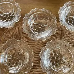 ガラス食器 ぶどう柄 昭和レトロ 5枚セット　かき氷皿　サラダ皿