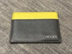 り*う様 PRADA レザー マネークリップ ネイビー/イエロー - メルカリ