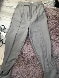 グレー ハイウエスト スリムフィット パンツ