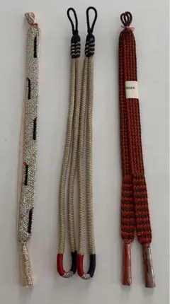 羽織紐　朱色✖️茶、銀と薄ピンク、赤✖️青