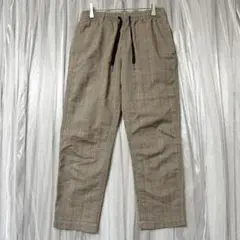 YOUTILITY チェック柄 イージーパンツ ベージュ ウエスト ゴム Y