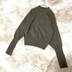 【ムルーア】MURUA◆ブラウン◆ハイネック ニット◆クロップド丈ニット◆F