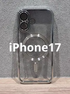 iPhone17 ケース シルバー MagSafe対応 メタリック 透明 クリア