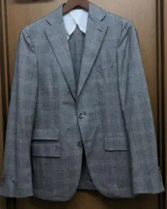 プラチナコムサ　グレー チェック柄 テーラードジャケット　新品未使用　毛100%