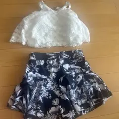 水着 ビキニ セパレート 160cm 白トップス×ネイビーフラワー 新品未使用