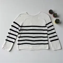 UNIQLO ユニクロ　ストライプ 長袖ニット Mサイズ　綿100％　薄め.