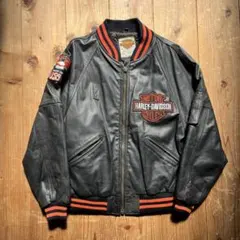 [USA製]HARLEY-DAVIDSON レザージャケット　牛革 刺繍ロゴ　L