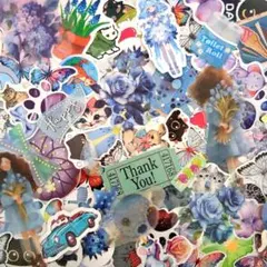 ⑧フレークシール大量まとめ売り【ブルー系】♥おすそ分け　紙もの　コラージュ素材