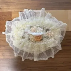 【美品】フリル レース 花柄 ハンドメイド ティッシュケースカバー
