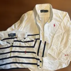 Ralph Lauren ポロシャツ110ストライプ 100長袖シャツ2点セット