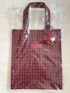 ファミリア　赤系チェック　トートバッグ　大