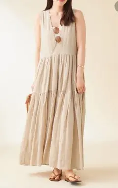 PlageプラージュLinen Tiered ドレス36