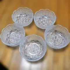 ☆クリスタル和食器揃☆　佐々木硝子　風雅 　木箱　ガラス製鉢 5客セット　未使用