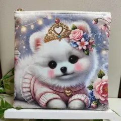 犬と猫のイラストポーチ