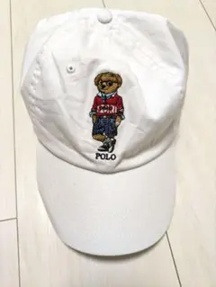 90s ポロラルフローレン ポロベア ラルフベア キャップ 白 ホワイト