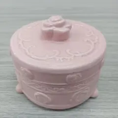 ♢N197 小物入れ 収納 キャニスター 薔薇柄 ピンク 陶器 雑貨