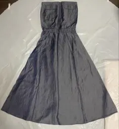 Cheri mi デニム風 ベアトップ ロングワンピース