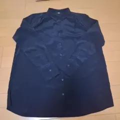 UNIQLO ユニクロ　シャイニーギャザーブラウス　ネイビー 長袖シャツ M