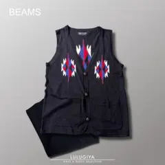 F0495＊BEAMS チマヨ柄ニットベスト＊L 男女兼用