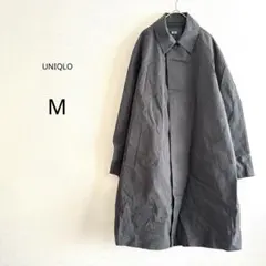 【UNIQLO】 ブロックテックステンカラーコート グレー M メンズ コットン