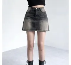 amood Aラインデニムミニスカート ブラックM