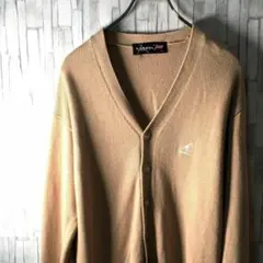 カーディガン ベージュナチュラルカラー KANGOL 胸刺繍ロゴ メンズL