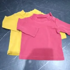 リブ編み肩ボタン付きTシャツ2枚セット
