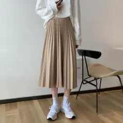 190F03 Pleated Skirtプリーツスカート ベージュ Beige
