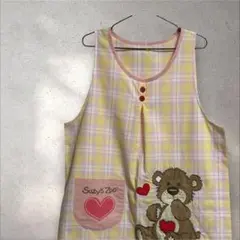 スージーズー ブーフ エプロン M-L ピンク黄色チェック 保育士