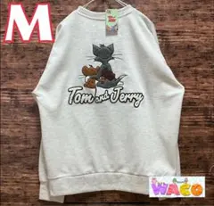 トムとジェリー　メンズ　長袖　トレーナー　サガラ刺繍　洋服　ハンマー