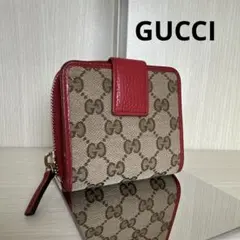 GUCCI GGパターン 二つ折り財布 ベージュ/レッド