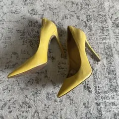 【NINE WEST】イエローパンプス レザーポインテッドトゥ サイズ36.5