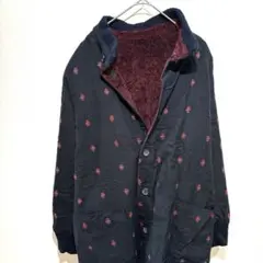 【リバーシブル】ヴィンテージ風 コーデュロイコート 中綿 総柄 ボルドー