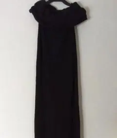 NOELAオフショルダー リブニットロングワンピース ブラック