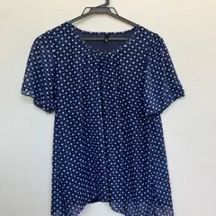 ブラウス　半袖　紺色
