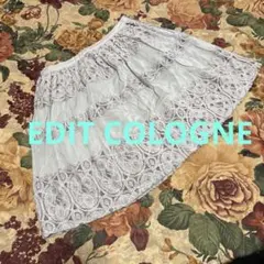 EDIT COLOGNE レース フレアー ミニ スカート ブルー 刺繍 花柄のサムネイル