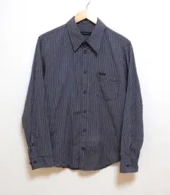 Calvin Klein カルバンクライン ストライプシャツ L ロゴタグ装飾