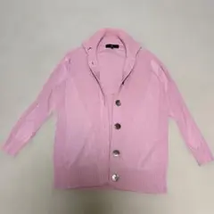 【la.f...】ラエフ スタンドカラー ニットカーディガン M ピンク