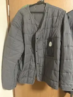 グレー キルティングジャケット 中綿入り