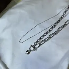 シルバー ハート型ペンダント チェーンネックレス　ハンドメイド