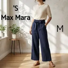 MaxMara マックスマーラ☆リネン 100 ワイドパンツ ブラウン 42 - メルカリ