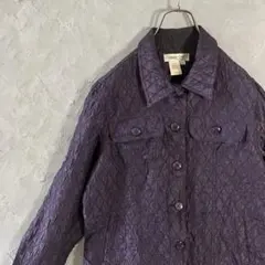 希少デザイン ヴィンテージ ジャケット 個性的 フルボタン 紫 古着 LO20