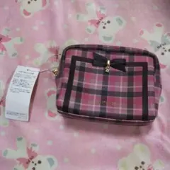未使用美品タグ付きSamantha Vegaピンクチェック柄ポーチサマンサベガ