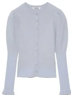 SNIDEL　SusTainaパフスリーブニットカーデSWNT221142 水色