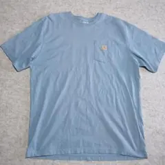 E88 カーハート　ポケT　Tシャツ 水色 ライトブルー　2XLのサムネイル