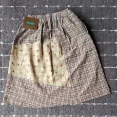 新品未使用子供服100cm スカート花柄チェック