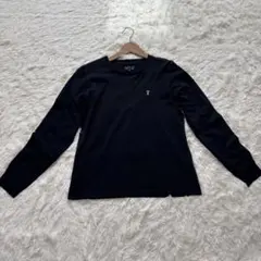 美品　ワンポイント刺繍　agnès b. 黒ブラック　長袖Tシャツ Lカットソー