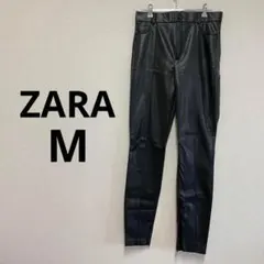 【美品】ZARA ザラ フェイクレザー 合皮　スキニーパンツ ストレッチ　黒　M