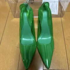 YELLO グリーン ハイヒール パンプス
