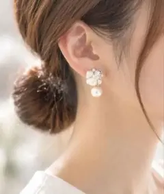 L'eclat✳︎Perl パール&ラインストーンピアスandイヤリングno.17